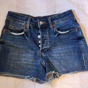 Old Navy Shorts Womens Size 4 Blue Denim Sky-Hi A-Line High Rise Frayed
